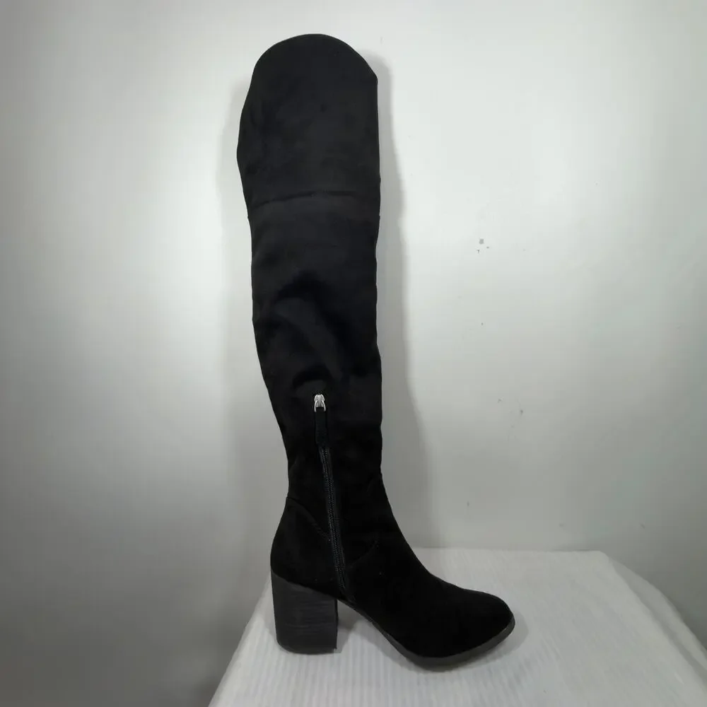 B.P. Nordstrom Black Luke Stretch Over Knee Boots Block Heel Pull On Size 9
